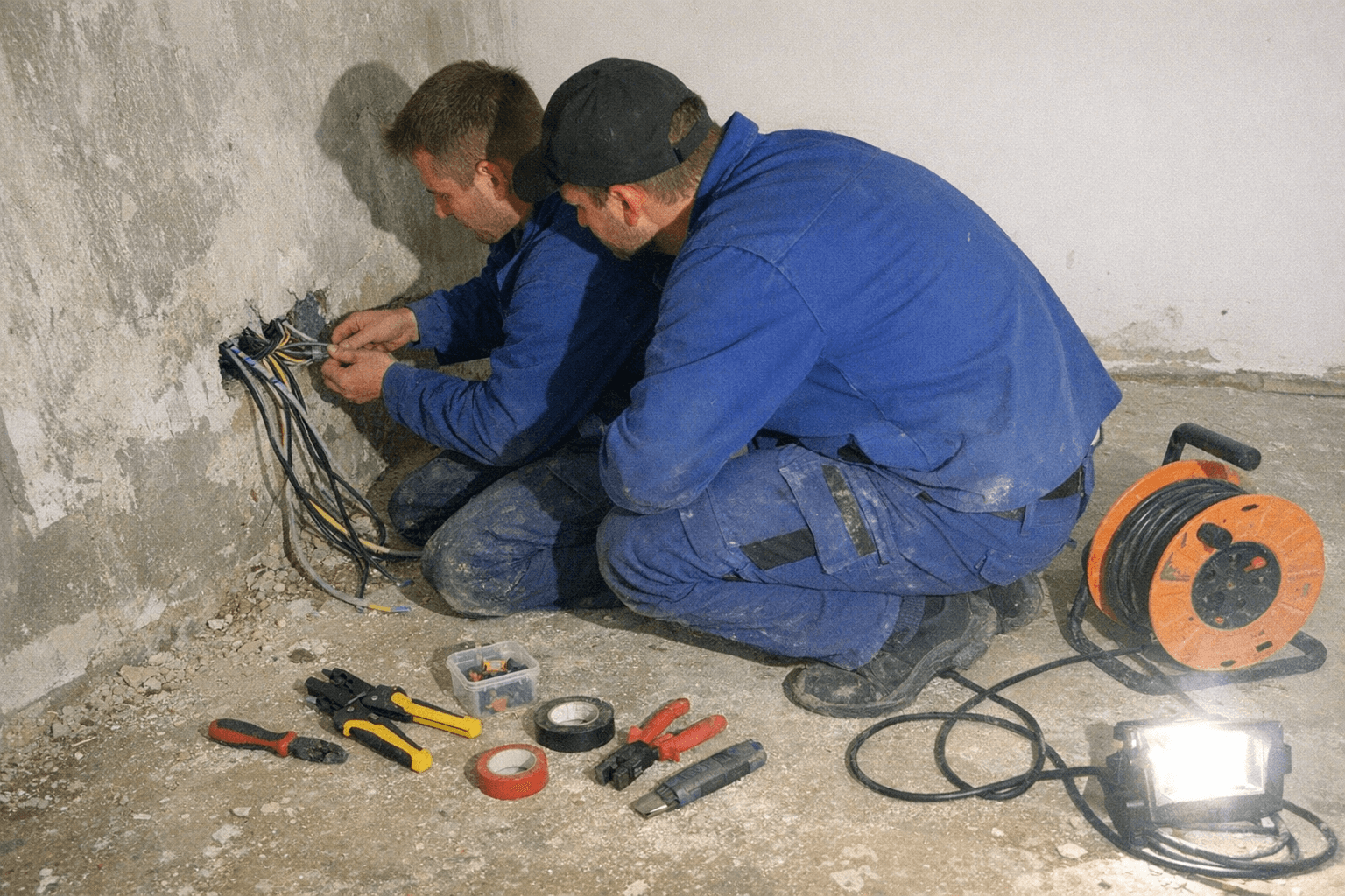 Team von qualifizierten Handwerkern bei der Arbeit in Berlin